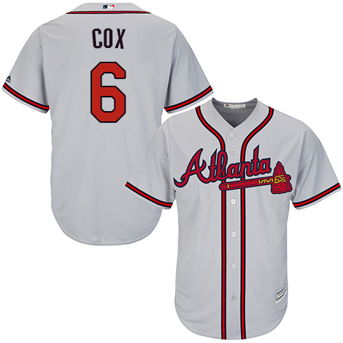 Braves #6 Bobby Cox Grey Cool Base Stitched Youth MLB Jersey - Click Image to Close